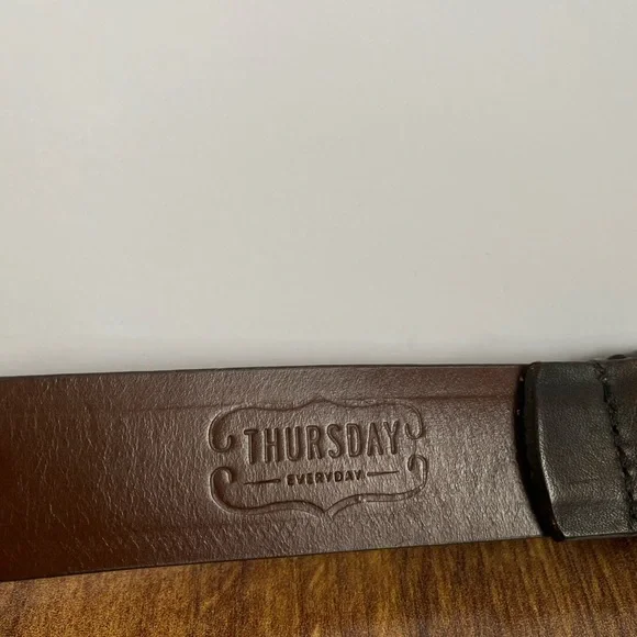 Thursday Men’s Refined Leather Belt Black Coffee Size 40 - Picture 8 of 9